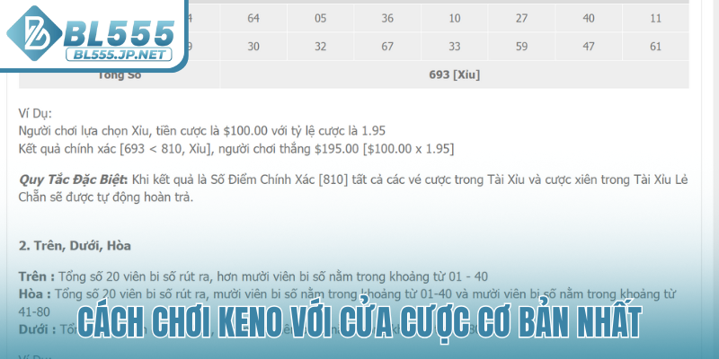 Cách chơi Keno với cửa cược cơ bản nhất