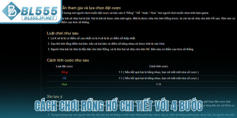 Cách chơi Rồng Hổ chi tiết với 4 bước