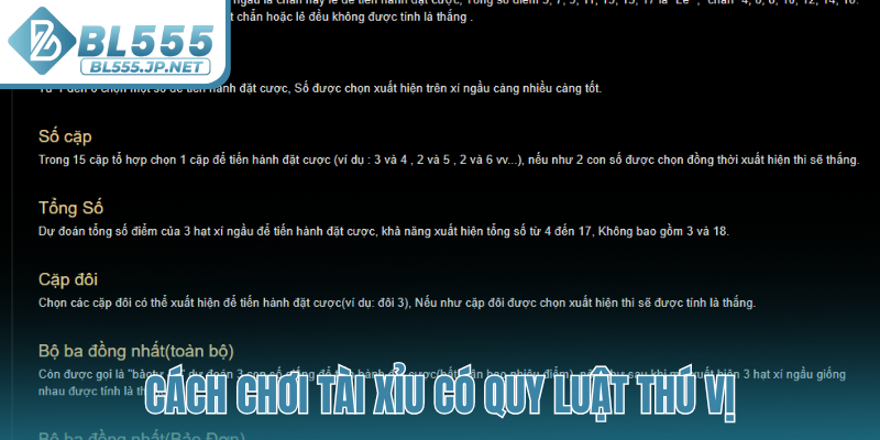 Cách chơi Tài Xỉu có quy luật thú vị