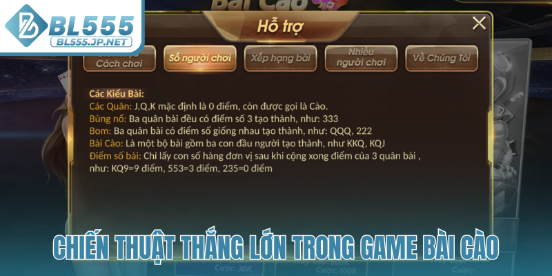 Chiến thuật thắng lớn trong game Bài Cào