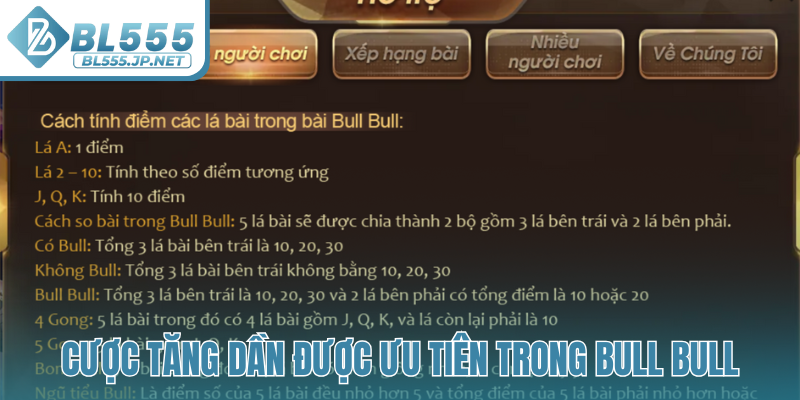 Cược tăng dần được ưu tiên trong Bull Bull