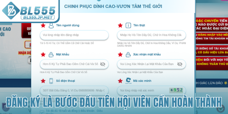 Đăng ký là bước đầu tiên hội viên cần hoàn thành