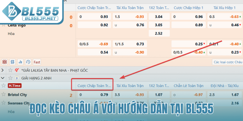 Đọc kèo Châu Á với hướng dẫn tại BL555