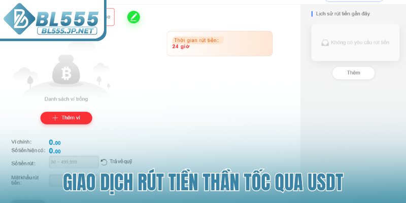 Giao dịch rút tiền thần tốc qua USDT