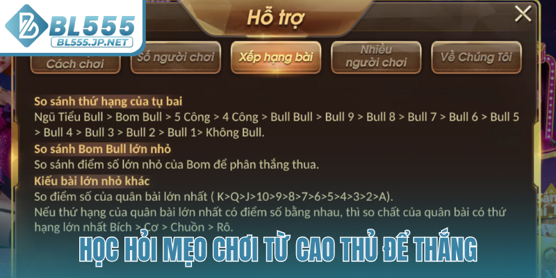 Học hỏi mẹo chơi từ cao thủ để thắng