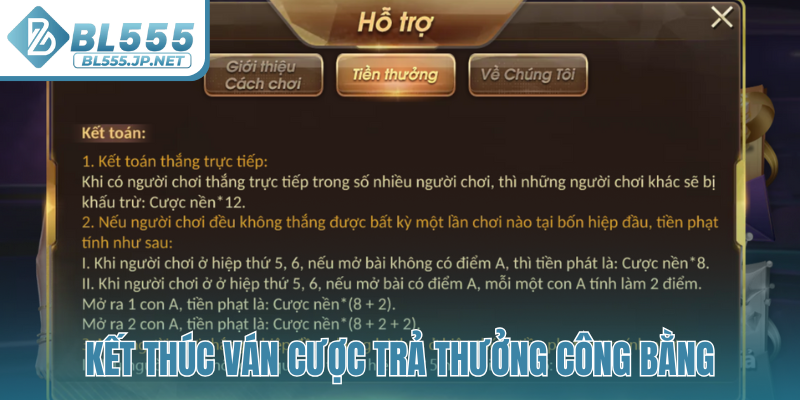 Kết thúc ván cược trả thưởng công bằng