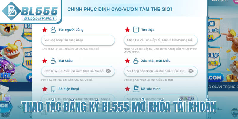 Thao tác đăng ký BL555 mở khóa tài khoản